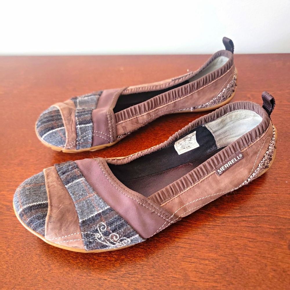 Merrell Women's Bracken Barefoot Delight Glove Ballet Brown Leather Sz 8 slip-on